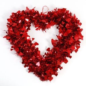 NWOT- Valentine Heart Hanging Tinsel Wreath